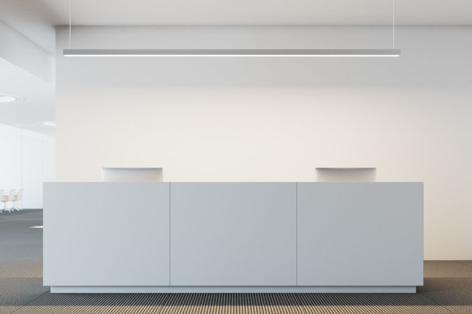 White office reception desk